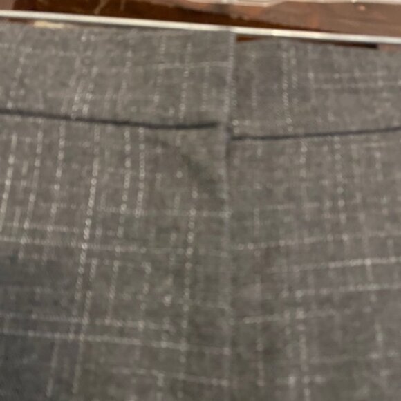 Ann Taylor Gray Trousers with Thin Silver Plaid, Size 12T - Picture 2 of 5